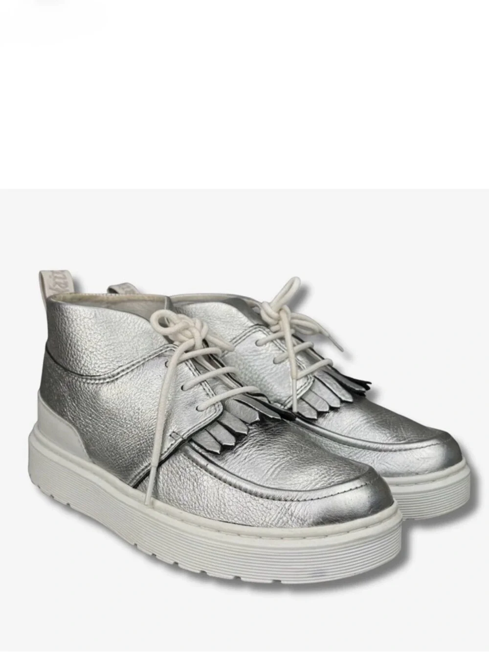 Dr Martens Shoes Jemima Womens Sz 5 Silver Kiltie Chukka Leather Moc Boots